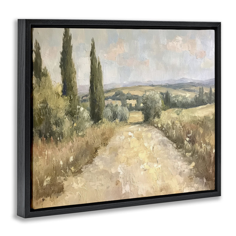 Cadre flottant de paysage de campagne, design par Petal Prints Design, H 25 po x l 31 po, Cadre flottant noir de jais