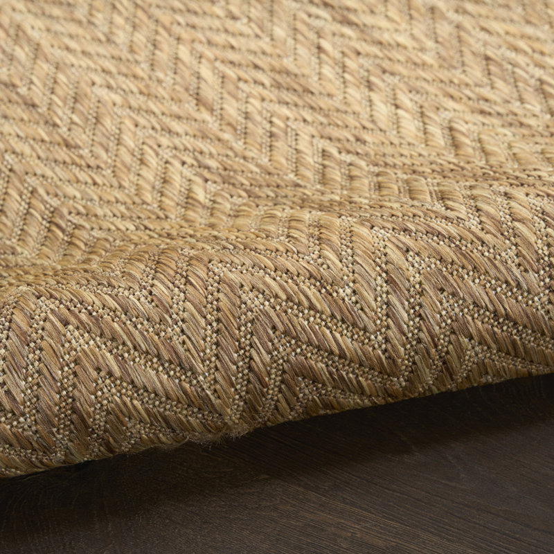 Remmie Natural Modern Indoor/Outdoor Rug, Natural, Round 8'