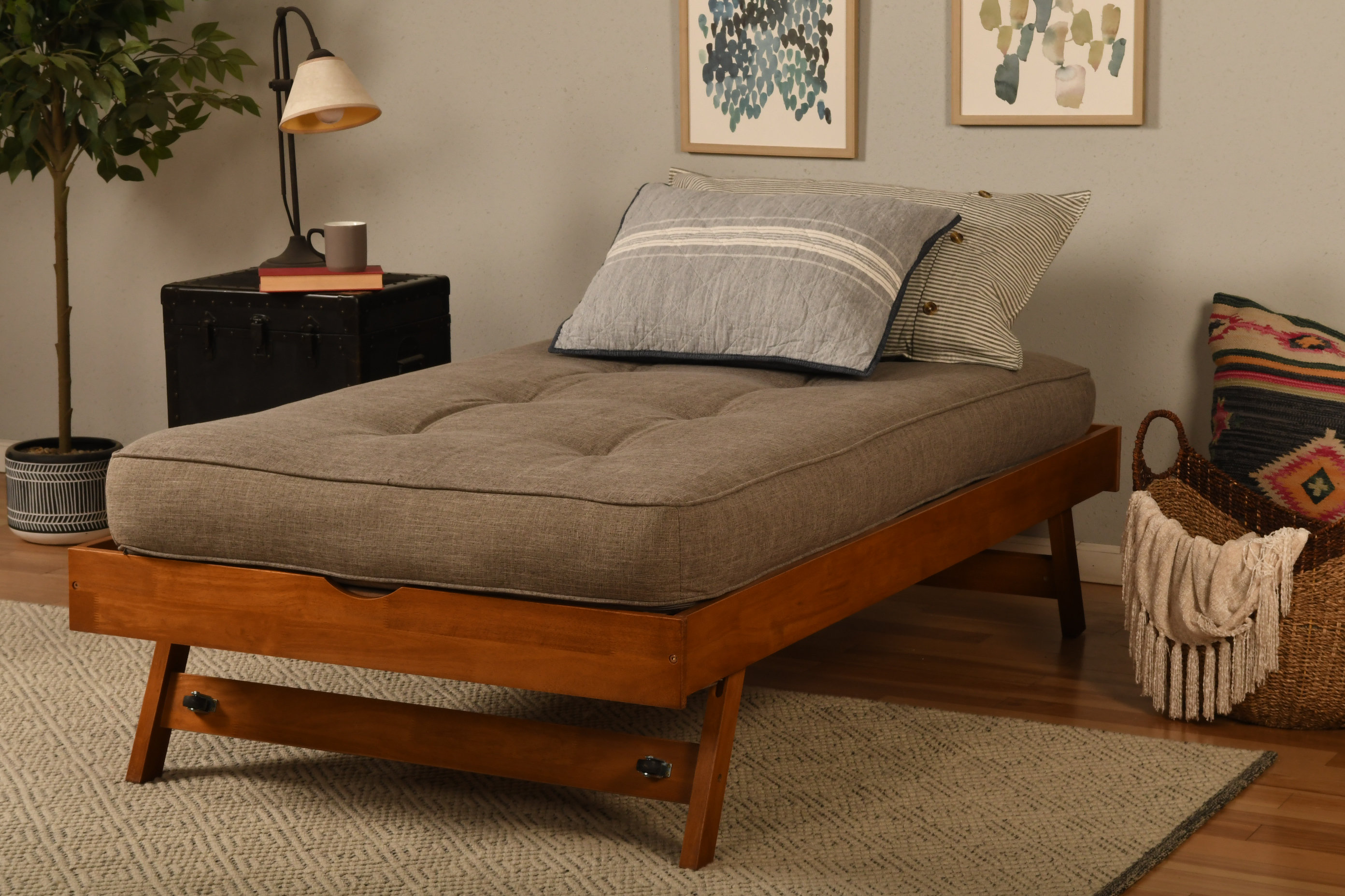 Lark Manor Alhamdi Solid Wood Pop Up Bed with Mattress & Reviews | Wayfair