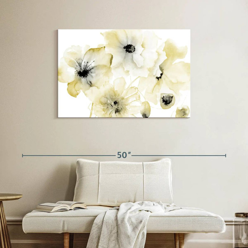 Harnek Gray Yellow Flora II, 26" H x 39" W