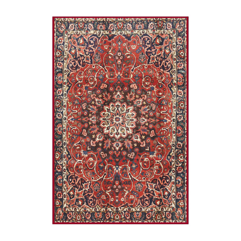 Tapis traditionnel rouge / noir, Rectangle 3 pi x 5 pi