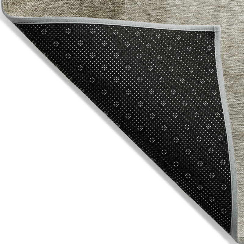 3' X 5' Khaki Geometric Washable Indoor Outdoor Area Rug
