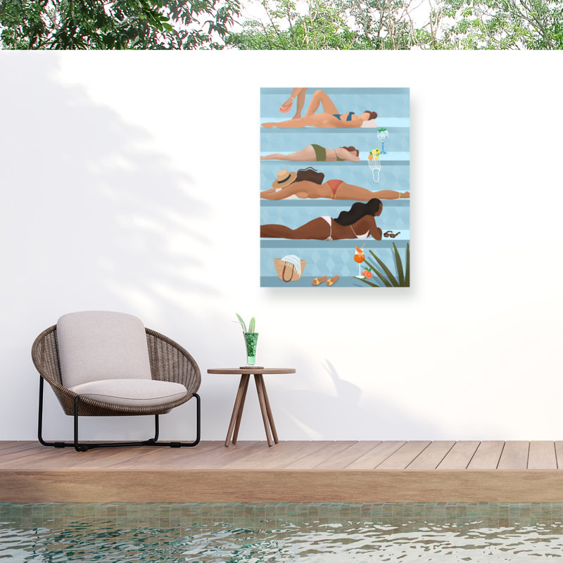 «Bolle mesdames au bord de la piscine», reproduction sur toile, H 32 po x l 24 po
