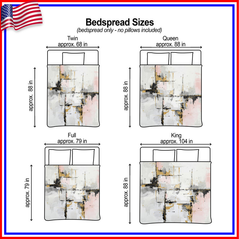Couvre-lit matelassé Abstract Gold Splatter toutes tailles, Lit simple
