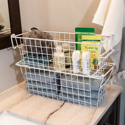 2 Storage Bins - Basket Set for Toy, Kitchen, Closet, and Bathroom Storage - Shelf Organizers