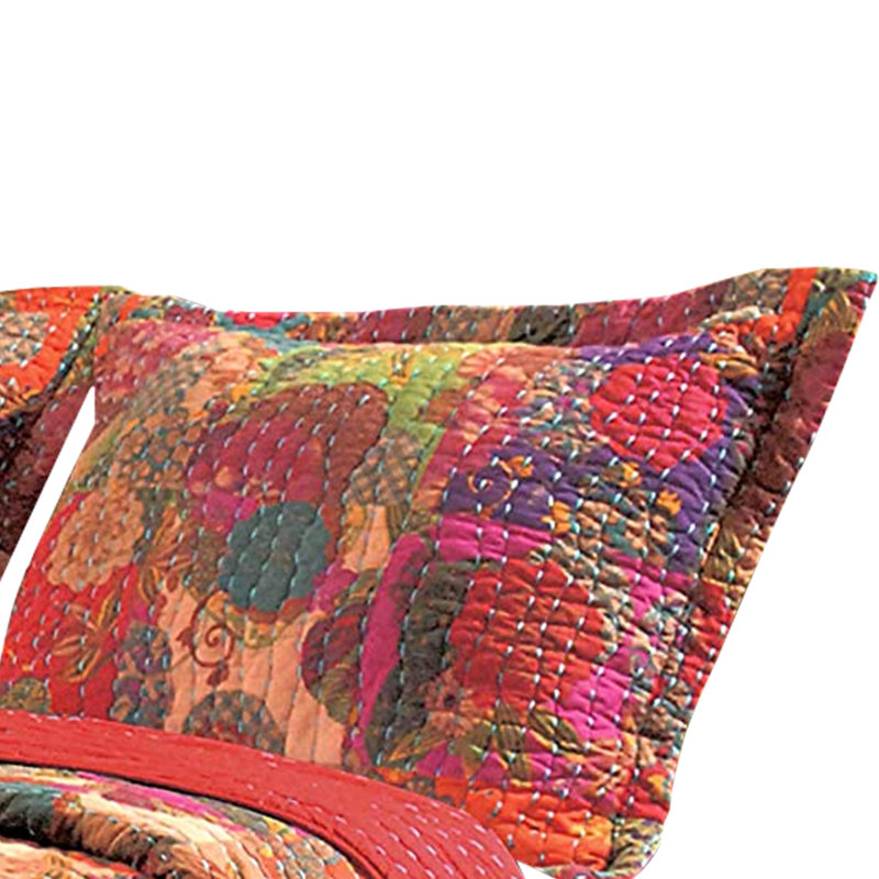 King Multicolor Microfiber Reversible Quilt Set with Shams