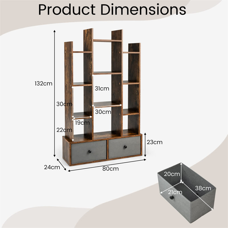 132cm H x 80cm W Standard Bookcase, Brown