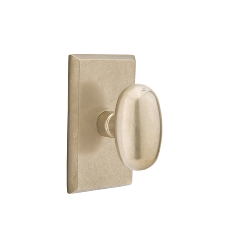 Passage Bronze Egg Knob with # 3 Rose, Tumbled White Bronze