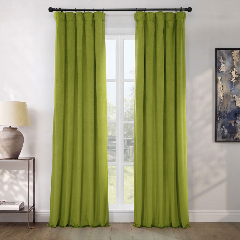 Rideaux en velours moelleux Matra pour chambre à coucher ‑ rideaux obscurcissants pour les fenêtres de salon, panneau simple