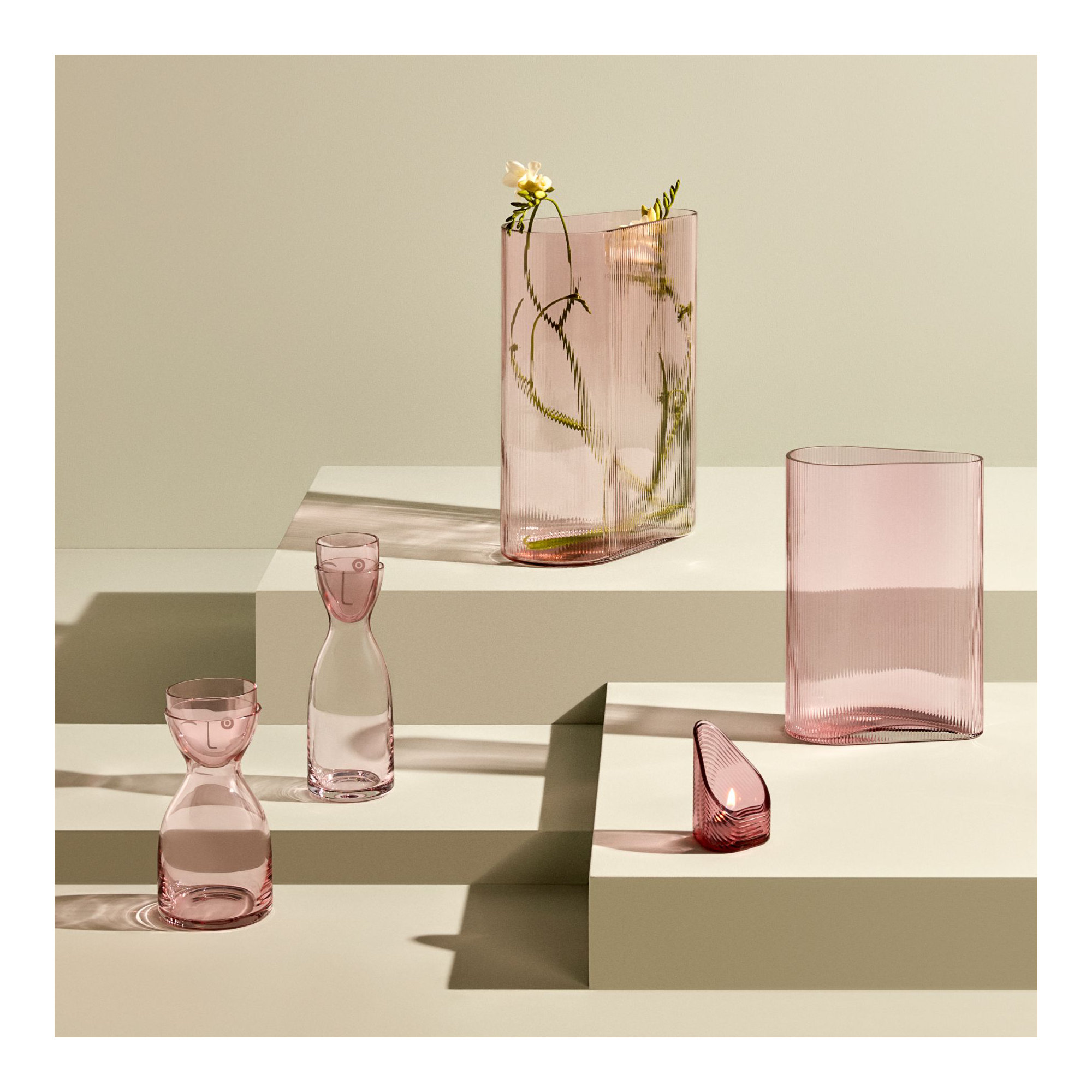 Mr. Mrs. Pitcher, 9.25" H x 3.5" W x 3.5" D, Dusty Rose