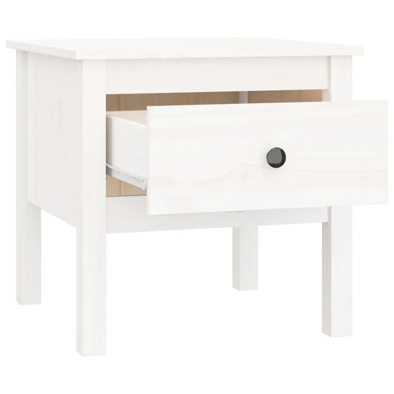 Kitija Solid Wood Side Table Set, White