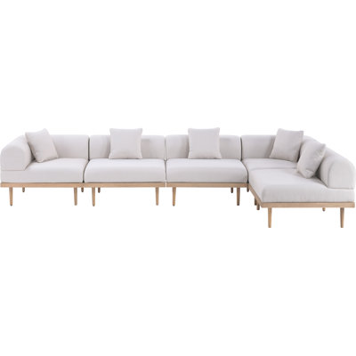 Madeleine 142" Resilient Water Resistant Olefin Fabric Upholstered 5Pc. Outdoor Patio Modular Sectional