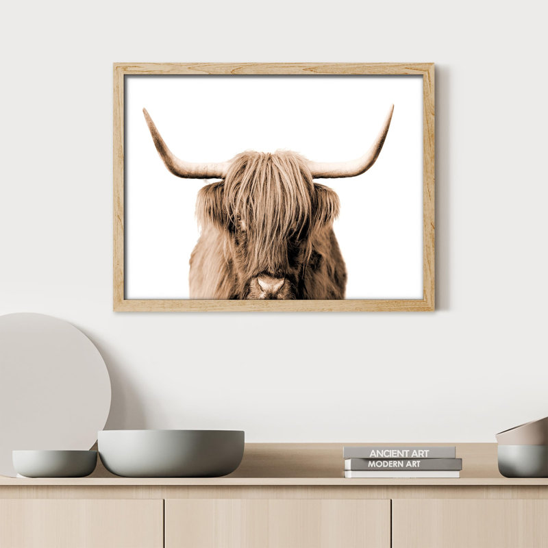 "Portrait de vache Shetland brune et blanche à deux tons" sur papier, Naturel, H 11 po x l 14 po