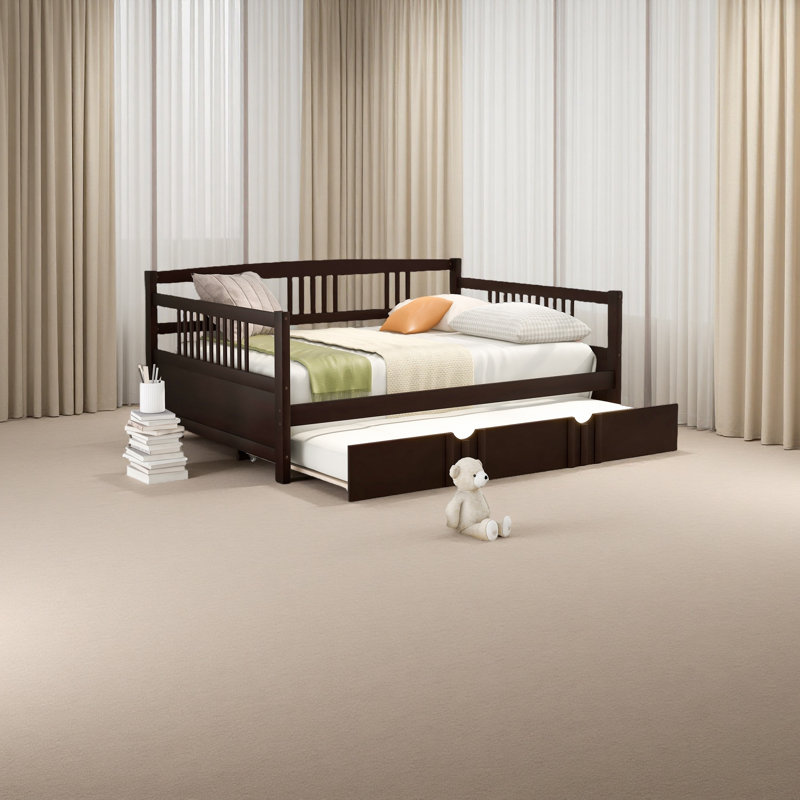Daybed Wood Bed With Two Drawers, Espresso
