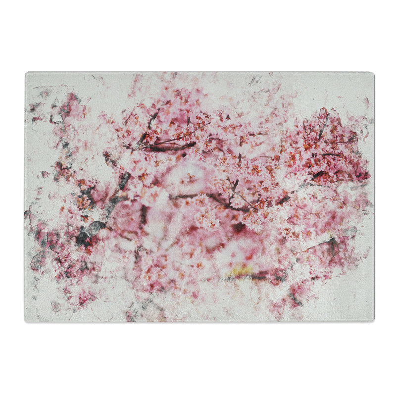 Cherry Blossom Flowers Vol.3 Watercolour Chopping Board, 0.4cm H x 20cm W x 28.5cm L