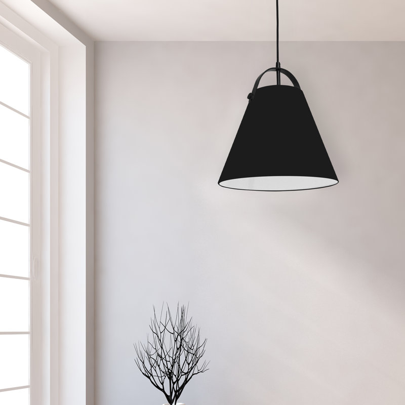 Luminaire suspendu conique 1 lumière Dipti, Noir mat, Noir