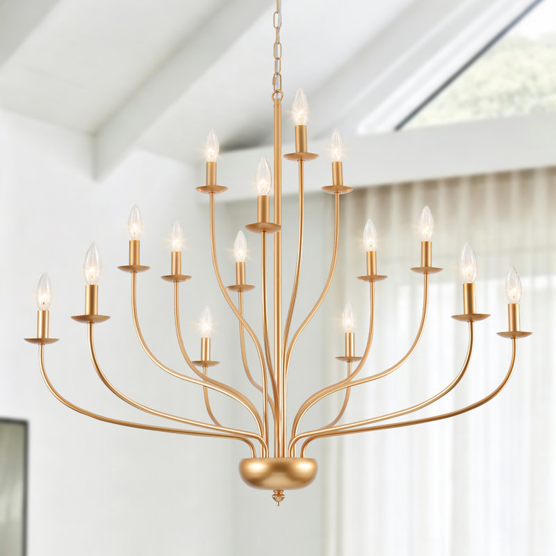 Grand lustre de style chandelier traditionnel / classique à 15 lumières de 39,37 po de largeur pour le salon et la salle à manger
