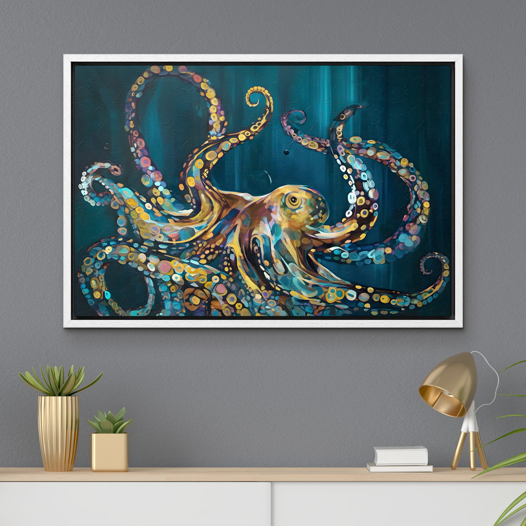 " Majestic Octopus In Ocean Depths Colorful Sea Life Modern Coastal Nautical " wall26 Frame