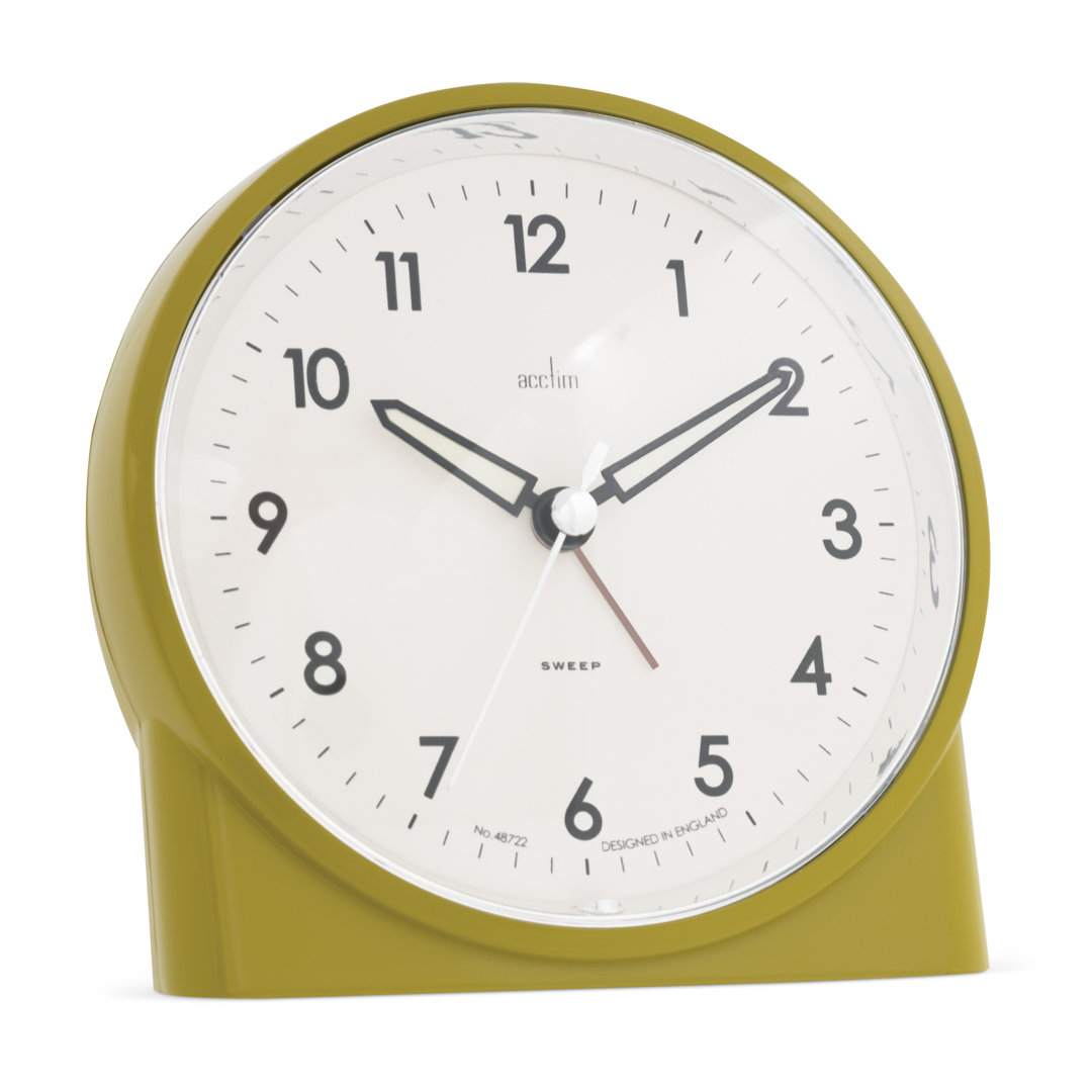 Acctim Arlo Non-Ticking Sweep Luminous Tipped Hands Analogue Backlight Alarm Clock