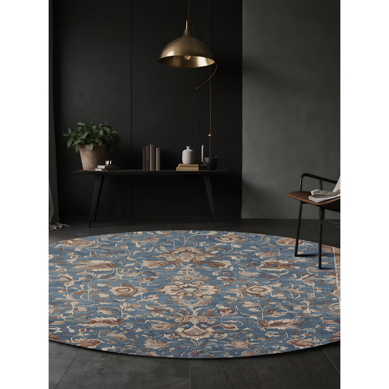 Machine Washable Gray Area Rug, Round 7'