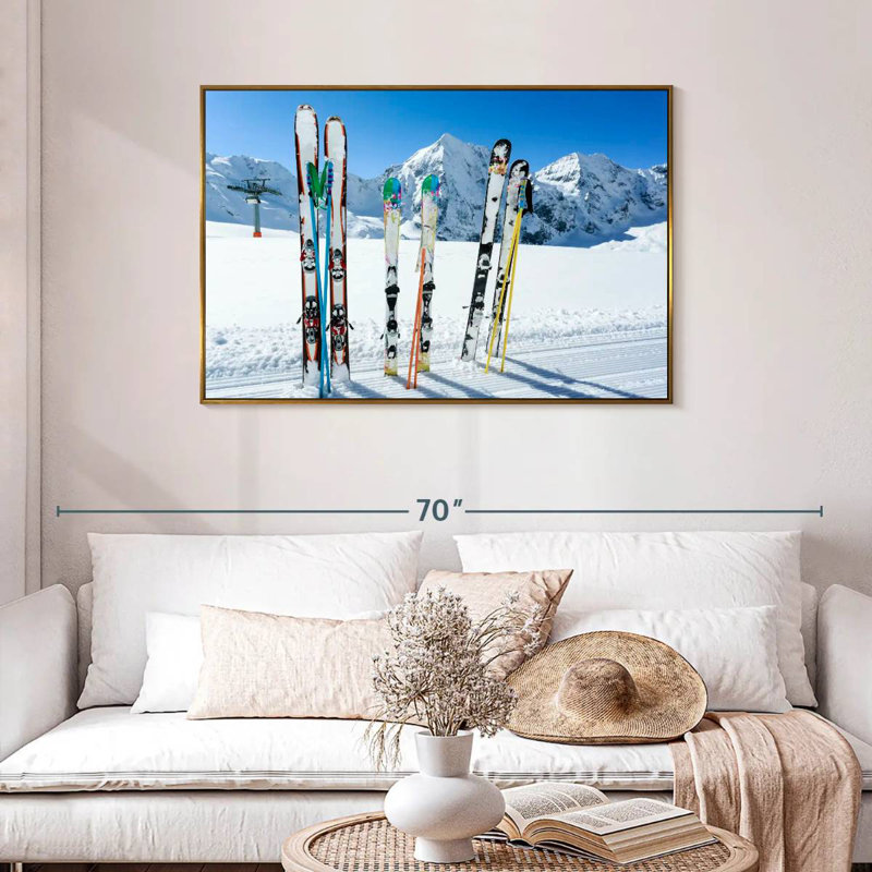 Skis des montagnes enneigées, Cadre flottant doré, 43 po x 29 po