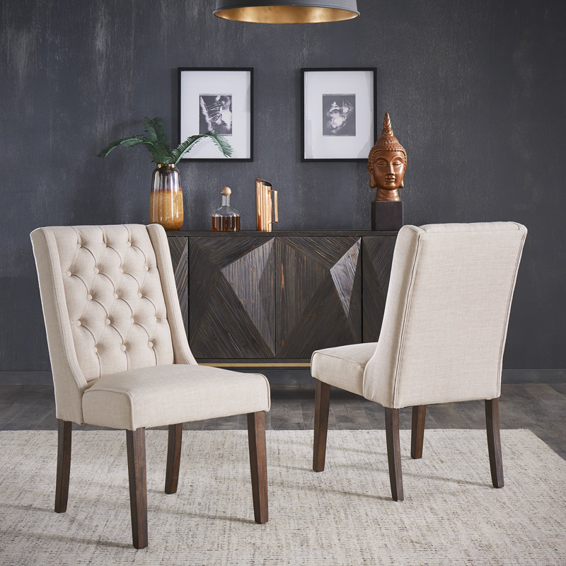 Chaise d'appoint rembourrée Dukinfield, Lin beige, Brun