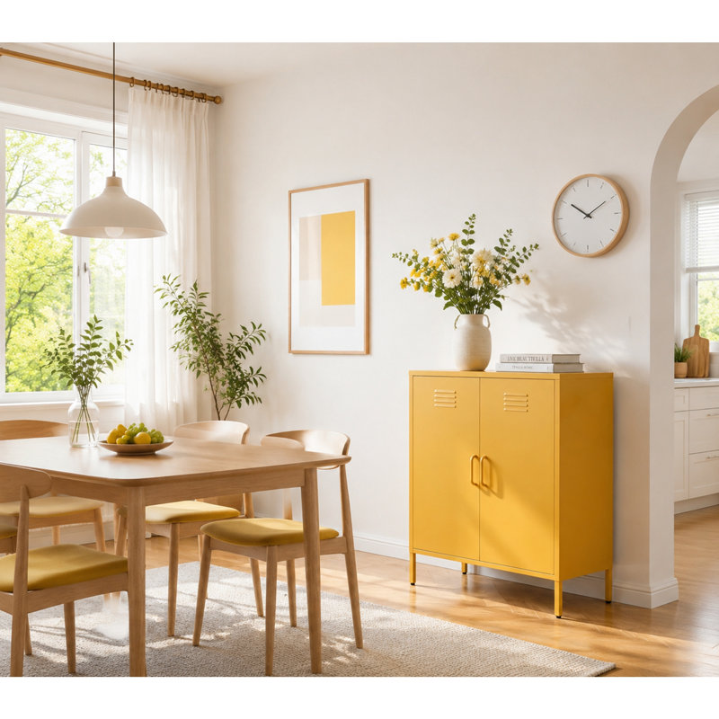 Armoire de rangement en métal, Jaune