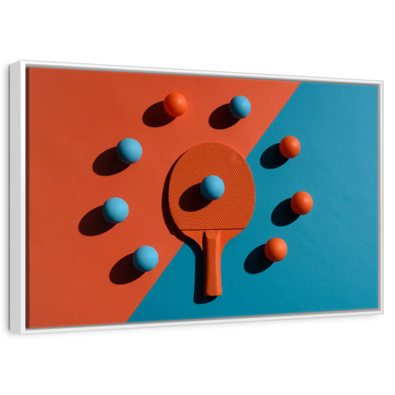 Color Block Ping Pong, 40" X 27", Floating Frame White