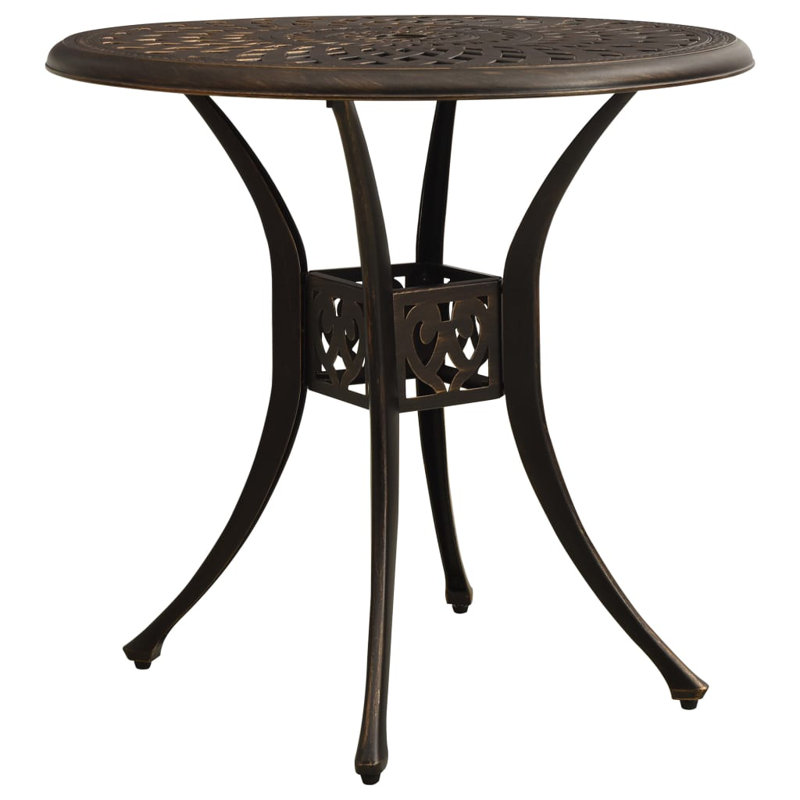 Table bistro d'extérieur en fonte d'aluminium bronze, Brown