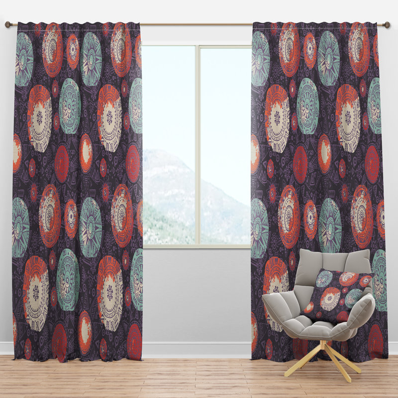 Motif avec motifs de griffonnages Doodle - Rideau moderne - Velours obscurcissant - 1 panneau, l 52 po x L 90 po