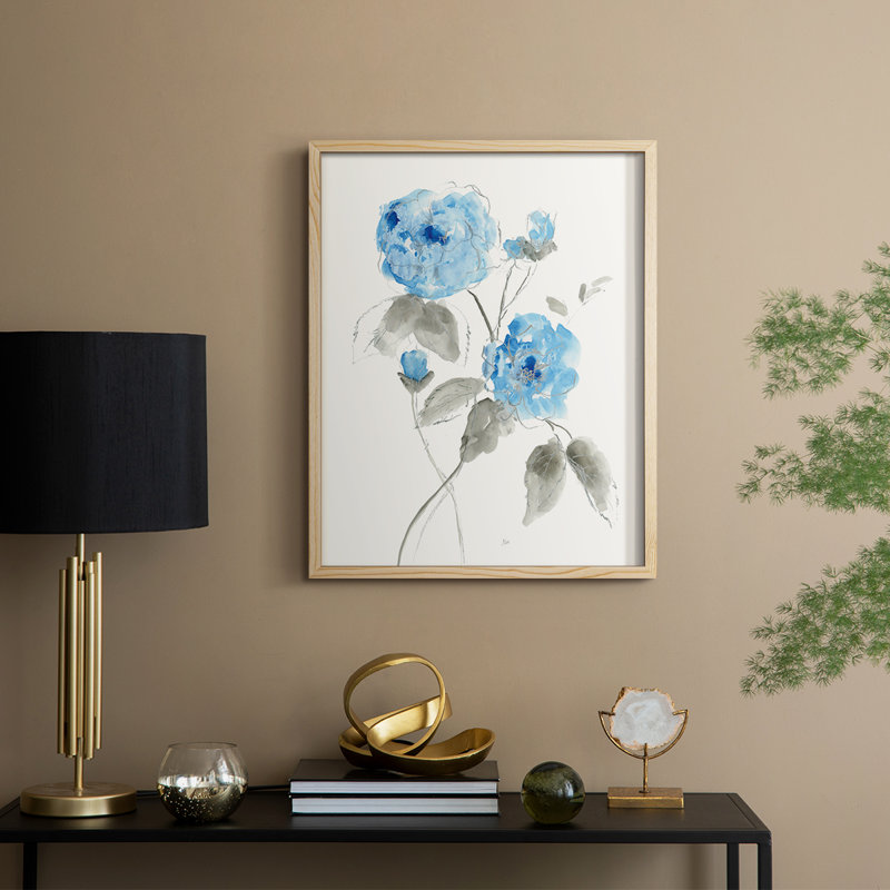 Sketchy Blue III Framed Print - Solid Wood