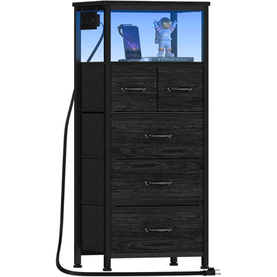 Dresser For Bedroom, Tall Nightstand, Vertical Chest Wi...