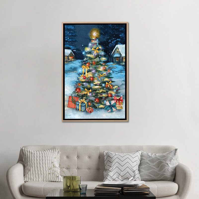 «Christmas Gathering», reproduction d'art sur toile encadrée, H 48 po x l 32 po, Beige