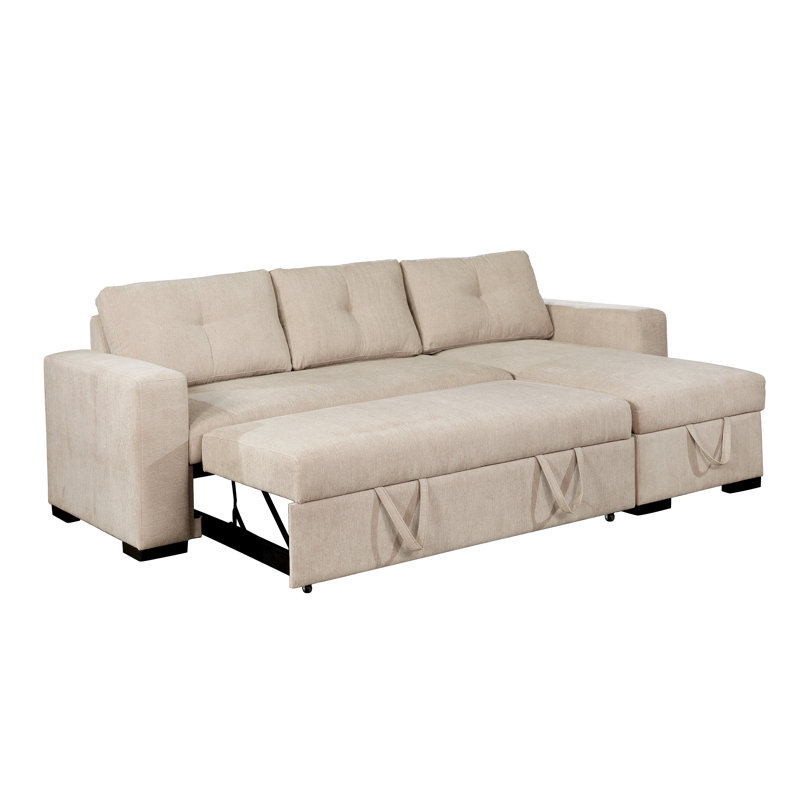 Upholstered 101 " Chenille L-Shaped Sofa Bed