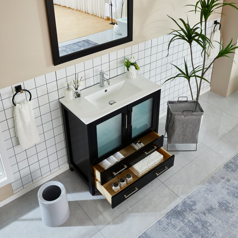 Ensemble de meuble-lavabo simple 36 "avec miroir , Espresso