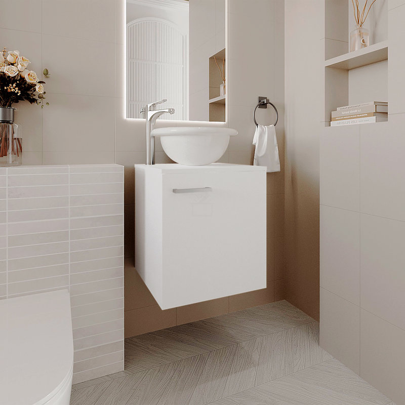 Meuble-lavabo de salle de bain 1 porte avec lavabo