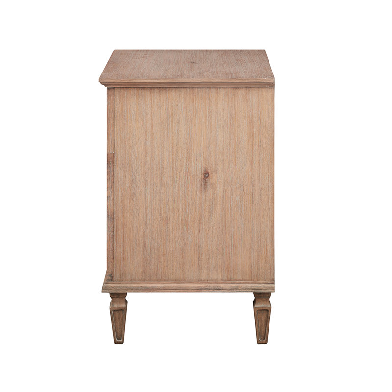 Table de chevet en placage et bois d'hévéa mélangé, 61 cm de large, couleur naturelle