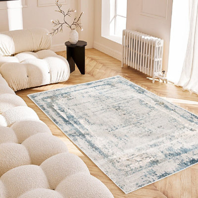Ensemble de tapis abstrait crème / bleu