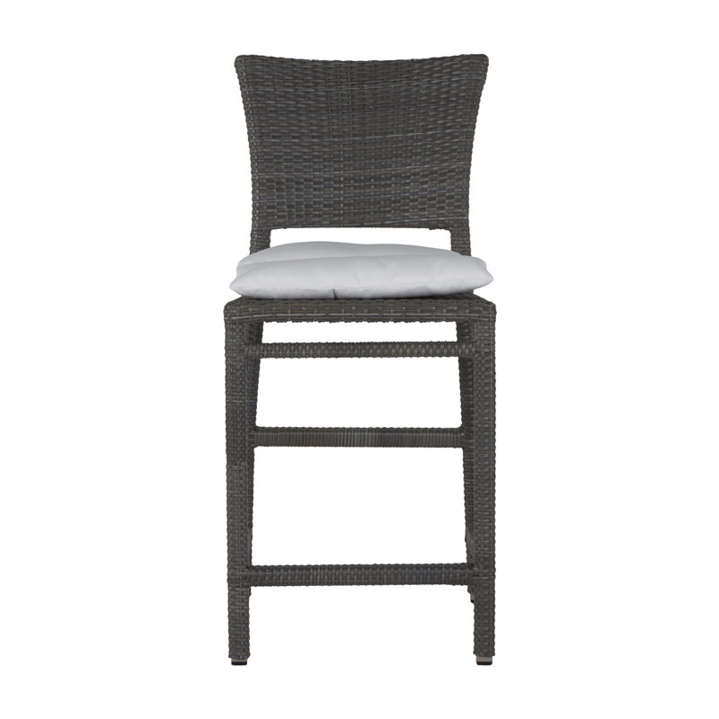 Skye 30" Patio Bar Stool with Cushion, Oyster, Dove Sunbrella® Linen, Welt