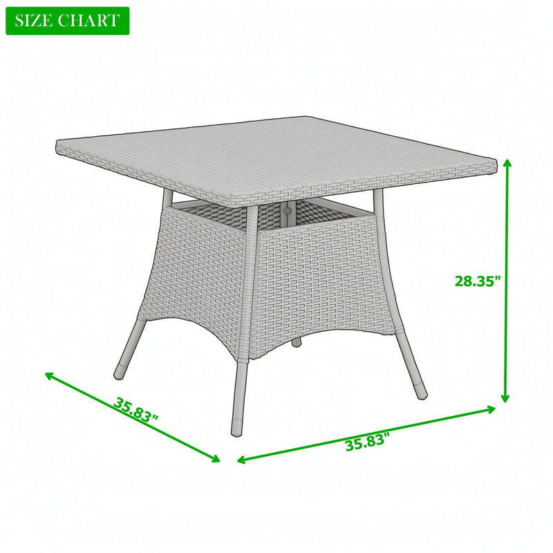 Square Outdoor Dining Table with Legs