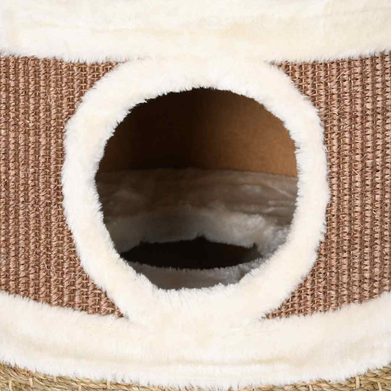 Cat Barrel Brown, Flakeboard, Plush, Seagrass Large Durable