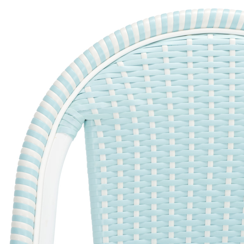 Tabouret de comptoir de patio 25 po Kesa California, Bleu bébé / blanc / blanc