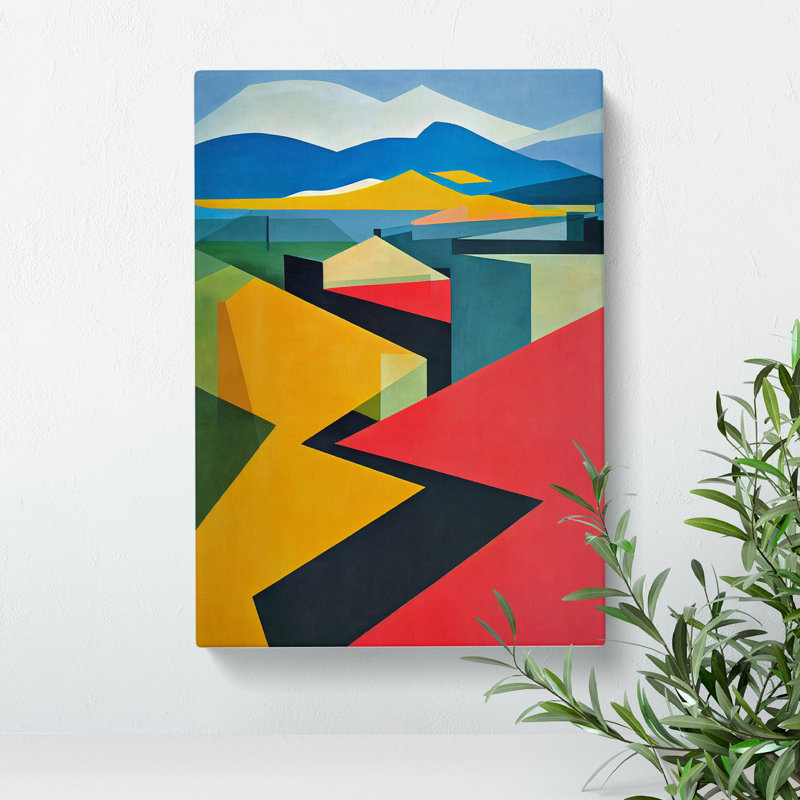 Mountain Landscape Abstract Blocks - Wrapped Canvas, 50cm H x 35cm W x 3cm D