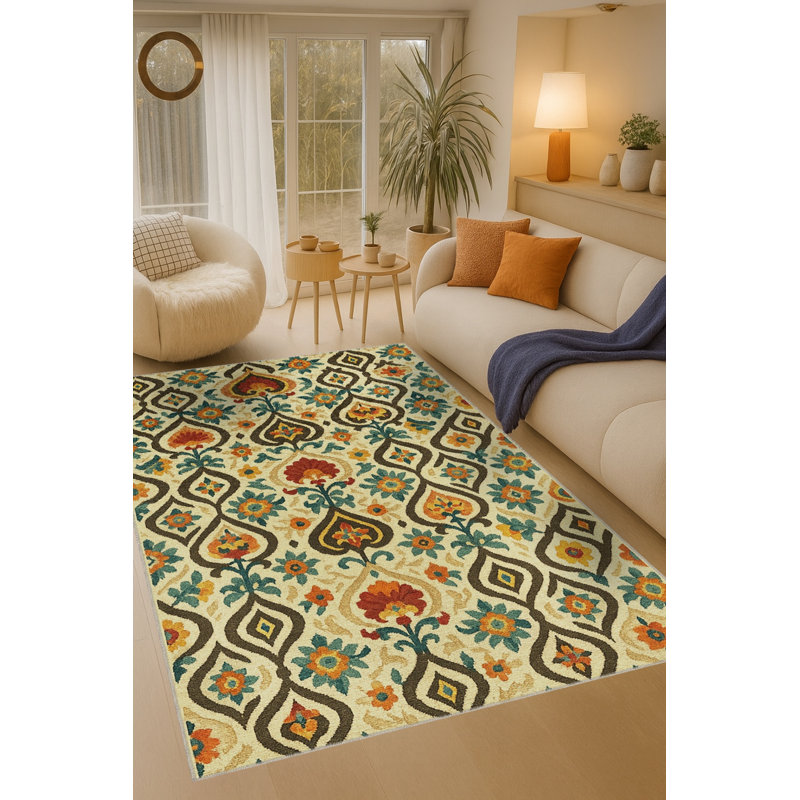 Tapis vert tissé à motif lavable Mosso, 3'3" x 6'7"