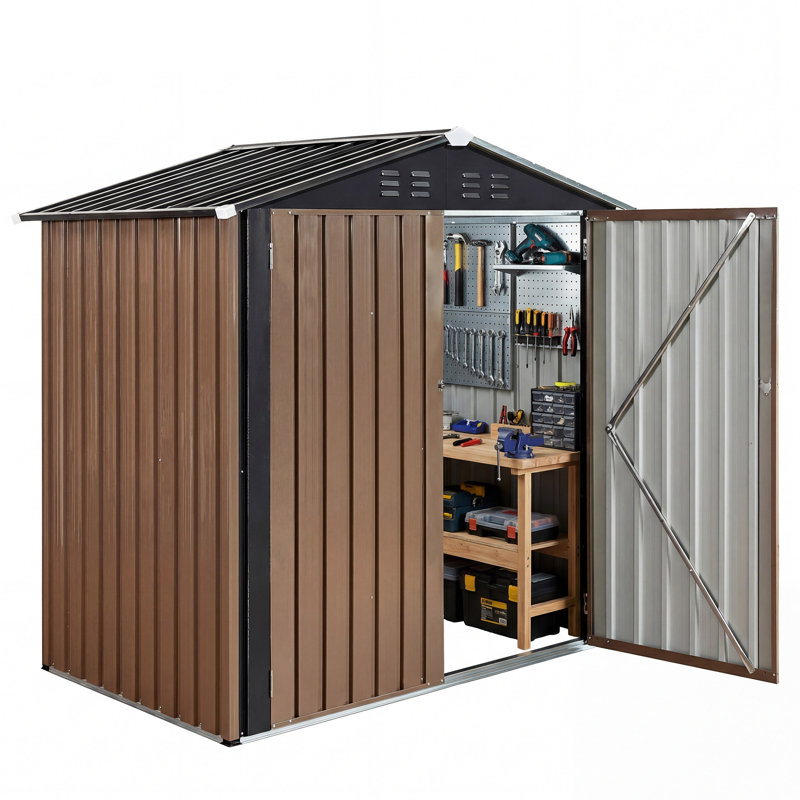 6ft. W x 4ft. D Metal Storage Shed with Metal Base Frame Kit