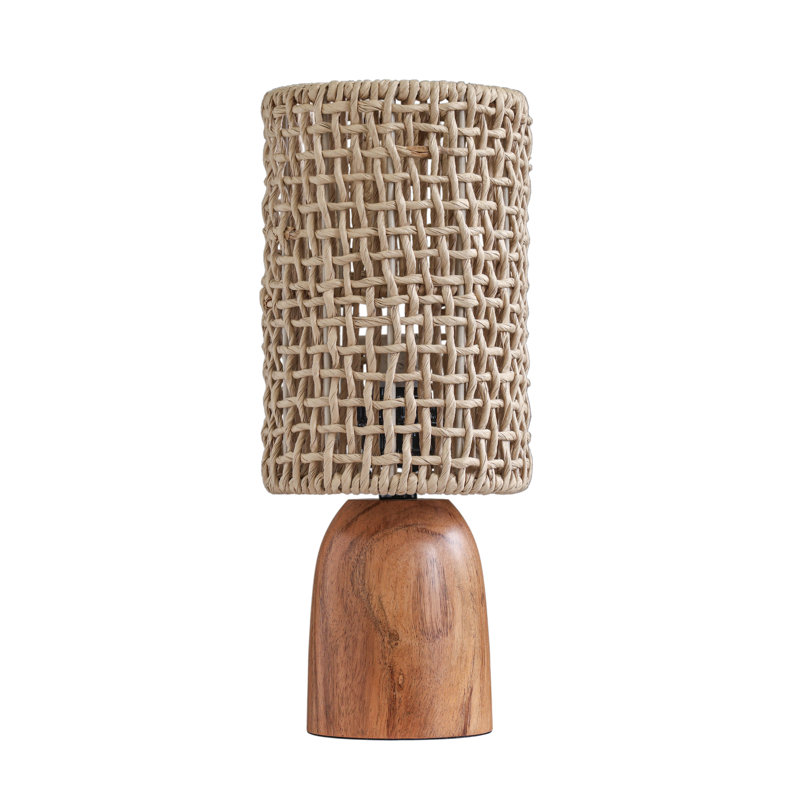 Petite lampe de table en raphia naturel et bois Kombu