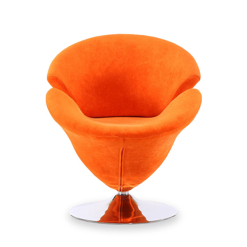 Fauteuil demi-tonneau rotatif Tulip, Velours orange