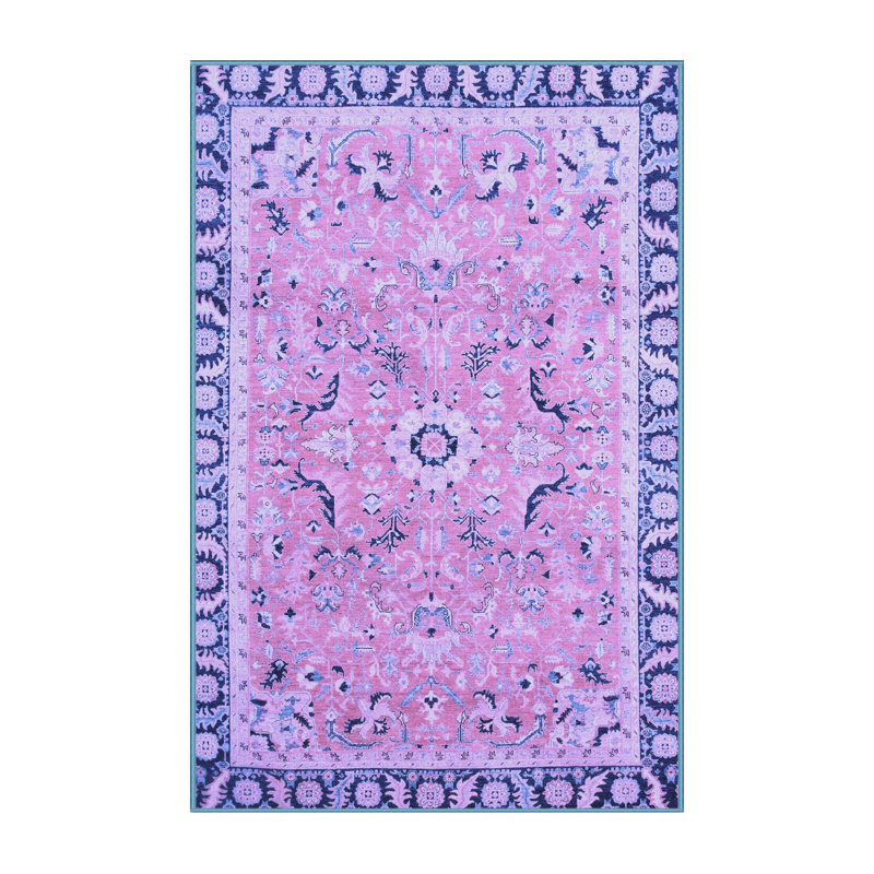 Tapis bleu tissé à la machine Fiskdale, Rectangle 2 pi x 4 pi