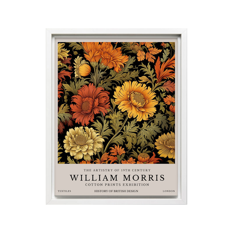 William Morris - Fleurs en fleurs, Canvas, 24"H x 32"W, White Framed