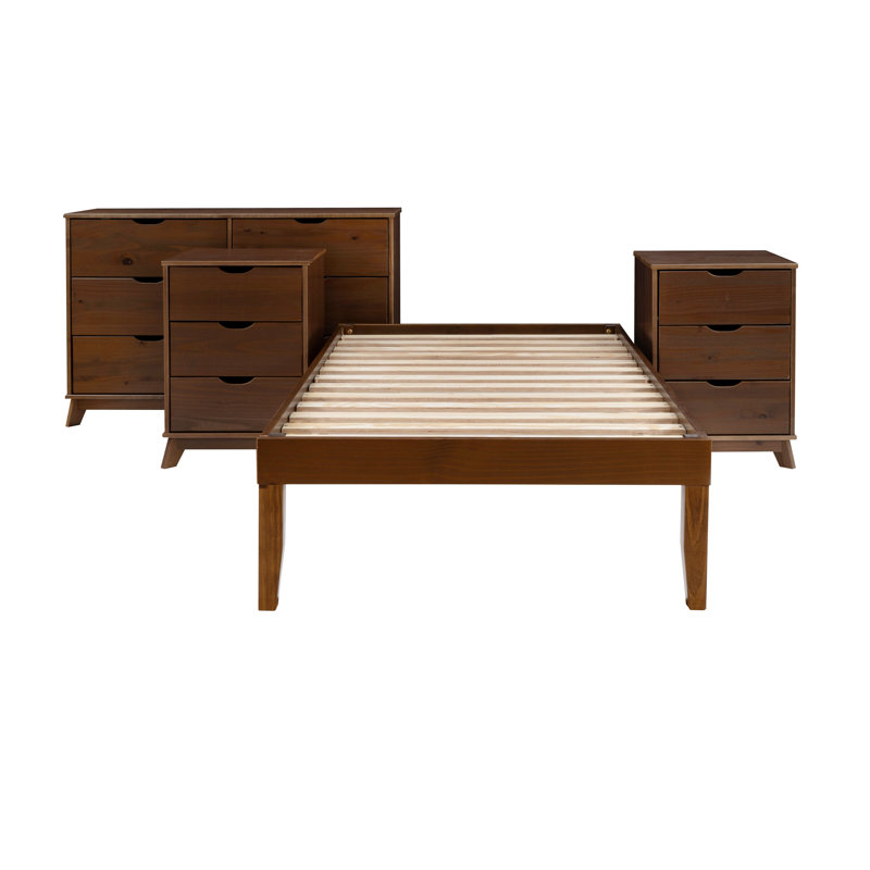 Marialana 4 Piece Bedroom Set, Twin, Walnut